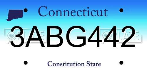 3ABG442 Connecticut License Plate