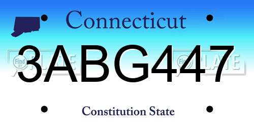 3ABG447 Connecticut License Plate