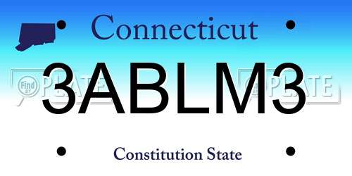 3ABLM3 Connecticut License Plate