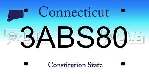 3ABS80 Connecticut License Plate