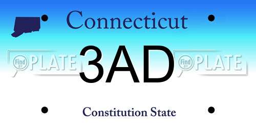 3AD Connecticut License Plate
