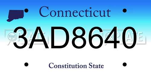 3AD8640 Connecticut License Plate