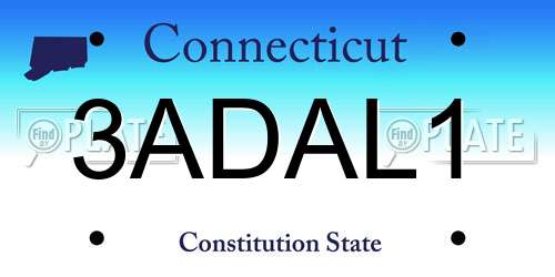 3ADAL1 Connecticut License Plate