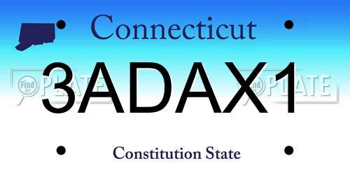 3ADAX1 Connecticut License Plate