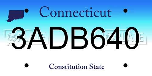 3ADB640 Connecticut License Plate