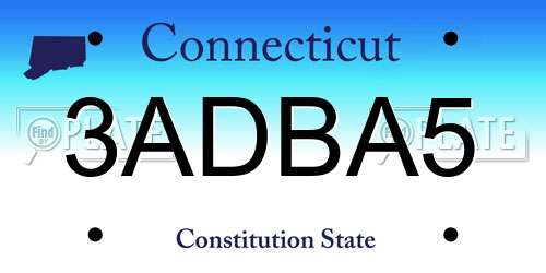 3ADBA5 Connecticut License Plate