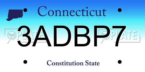 3ADBP7 Connecticut License Plate