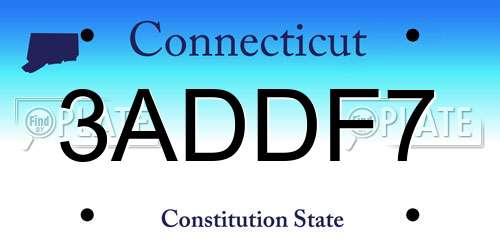 3ADDF7 Connecticut License Plate