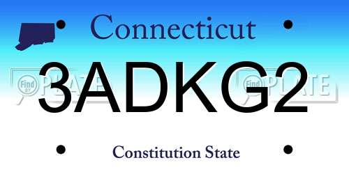 3ADKG2 Connecticut License Plate