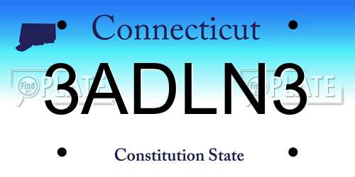 3ADLN3 Connecticut License Plate