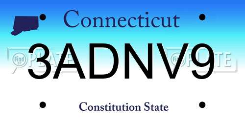 3ADNV9 Connecticut License Plate