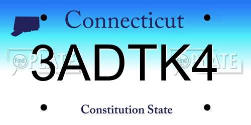 3ADTK4 Connecticut License Plate