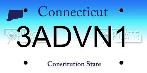 3ADVN1 Connecticut License Plate