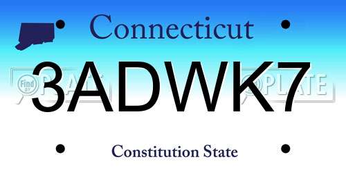 3ADWK7 Connecticut License Plate