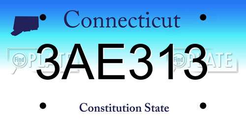 3AE313 Connecticut License Plate