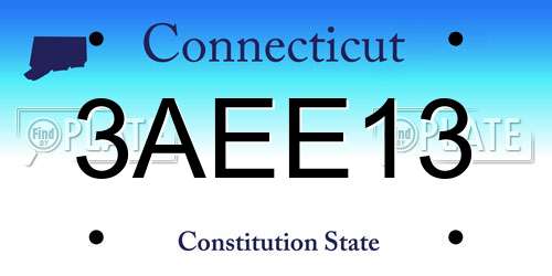 3AEE13 Connecticut License Plate