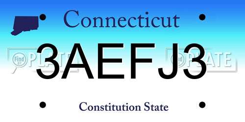 3AEFJ3 Connecticut License Plate
