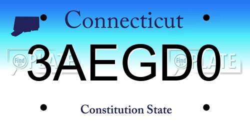 3AEGD0 Connecticut License Plate