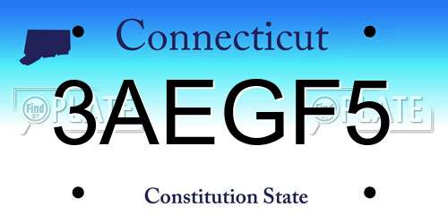 3AEGF5 Connecticut License Plate
