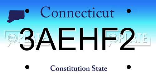 3AEHF2 Connecticut License Plate