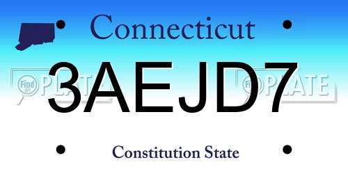3AEJD7 Connecticut License Plate