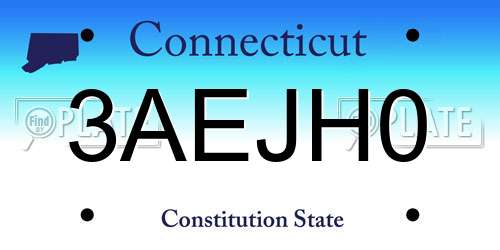 3AEJH0 Connecticut License Plate