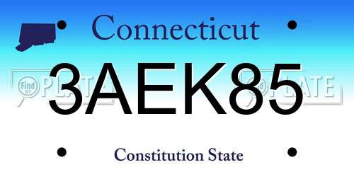 3AEK85 Connecticut License Plate