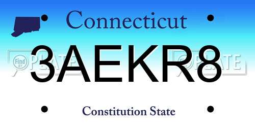 3AEKR8 Connecticut License Plate