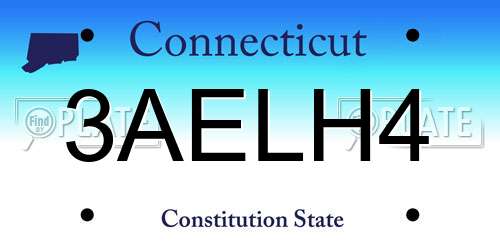 3AELH4 Connecticut License Plate