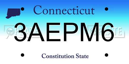 3AEPM6 Connecticut License Plate
