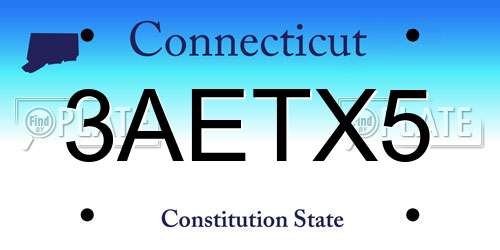 3AETX5 Connecticut License Plate