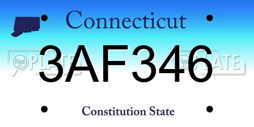 3AF346 Connecticut License Plate