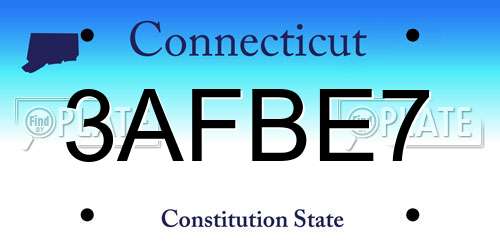 3AFBE7 Connecticut License Plate