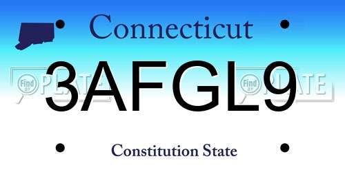 3AFGL9 Connecticut License Plate