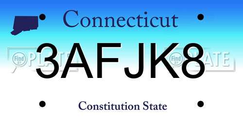 3AFJK8 Connecticut License Plate