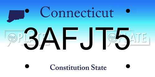 3AFJT5 Connecticut License Plate