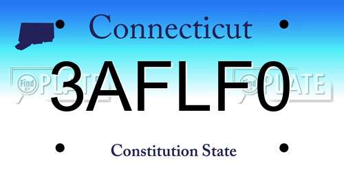3AFLF0 Connecticut License Plate