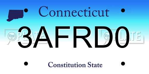 3AFRD0 Connecticut License Plate