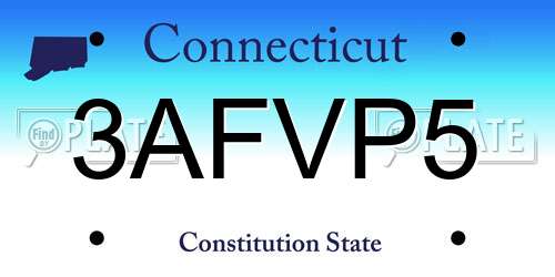 3AFVP5 Connecticut License Plate