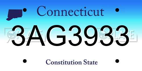 3AG3933 Connecticut License Plate
