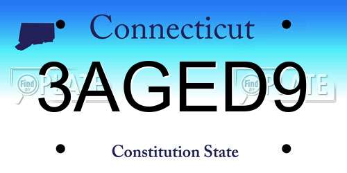3AGED9 Connecticut License Plate