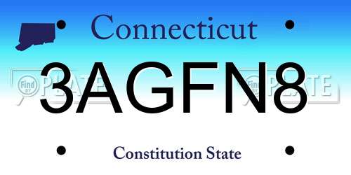 3AGFN8 Connecticut License Plate