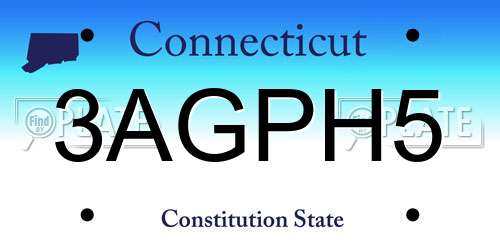 3AGPH5 Connecticut License Plate
