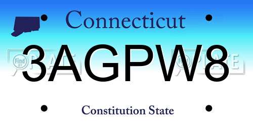3AGPW8 Connecticut License Plate