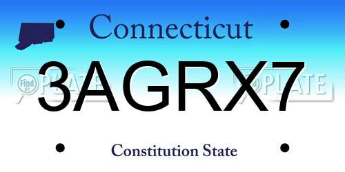 3AGRX7 Connecticut License Plate