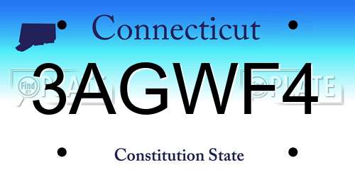 3AGWF4 Connecticut License Plate