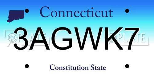 3AGWK7 Connecticut License Plate
