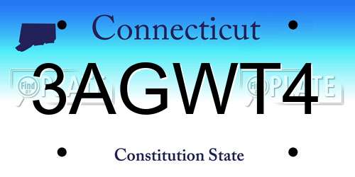 3AGWT4 Connecticut License Plate