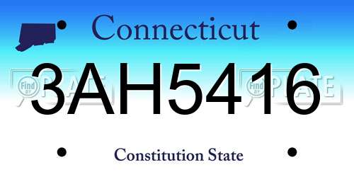 3AH5416 Connecticut License Plate