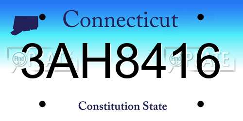 3AH8416 Connecticut License Plate